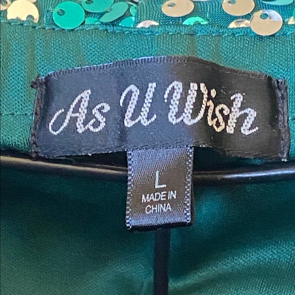 As U Wish Teal & Silver Sequin Slip Dress - Picture 2 of 12